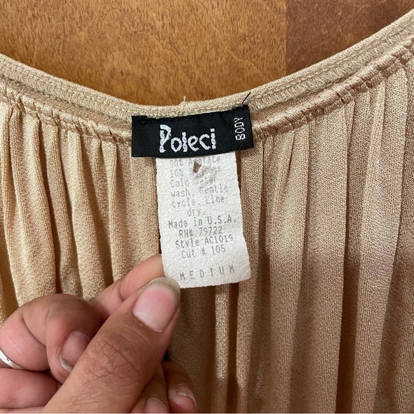 POLECI | Vintage 90s Body Golden Ruched Peasant Bust Renaissance Maxi Dress - Picture 5 of 5